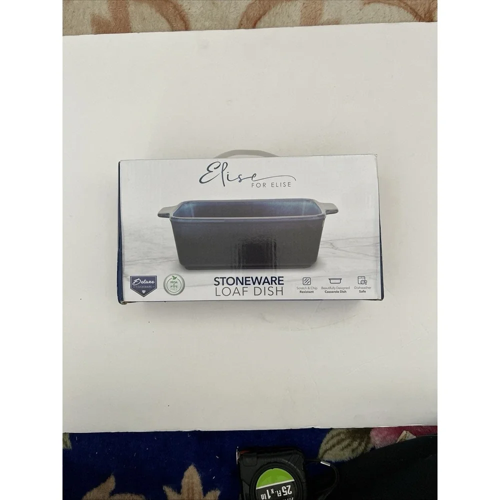 Elise for Elise Stoneware Loaf Dish Navy Blue Casserole Pan Oven Safe 500F‎ New